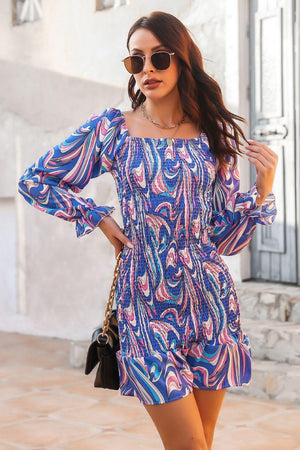 Vacation Hottie Smocked Square Neck Dress - MXSTUDIO.COM