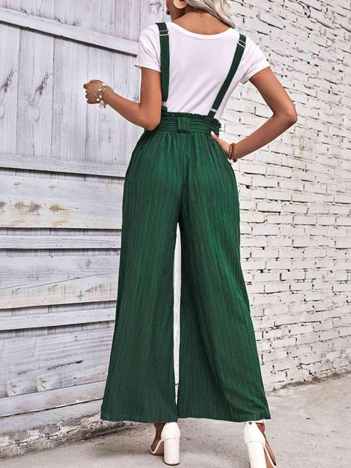 Vacation In Style Tie Belt Wide Leg Overalls - MXSTUDIO.COM