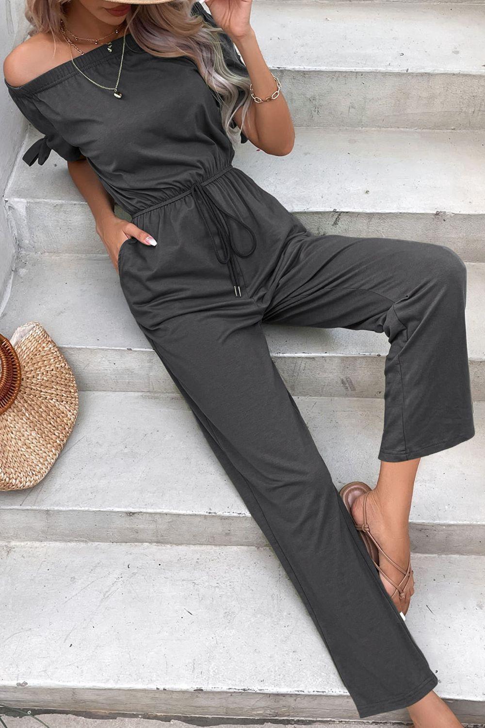 Vacation Mode Straight Leg Off Shoulder Jumpsuit - MXSTUDIO.COM - Stylish Womens Clothing