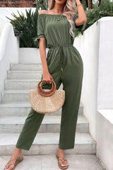 Vacation Mode Straight Leg Off Shoulder Jumpsuit - MXSTUDIO.COM - Stylish Womens Clothing