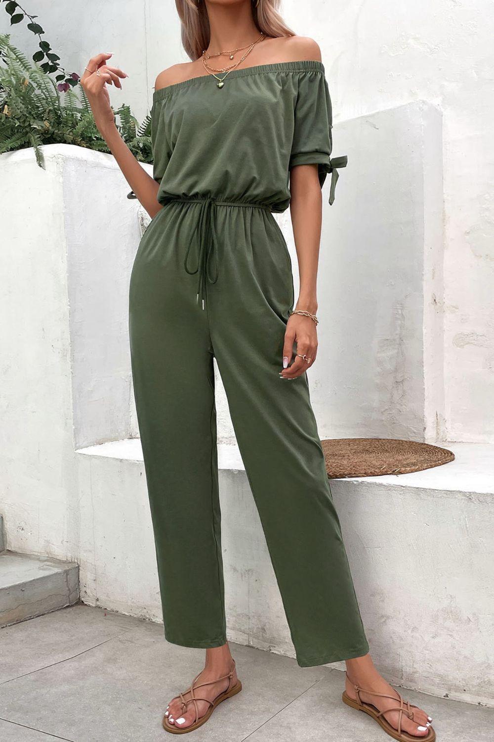 Vacation Mode Straight Leg Off Shoulder Jumpsuit - MXSTUDIO.COM - Stylish Womens Clothing