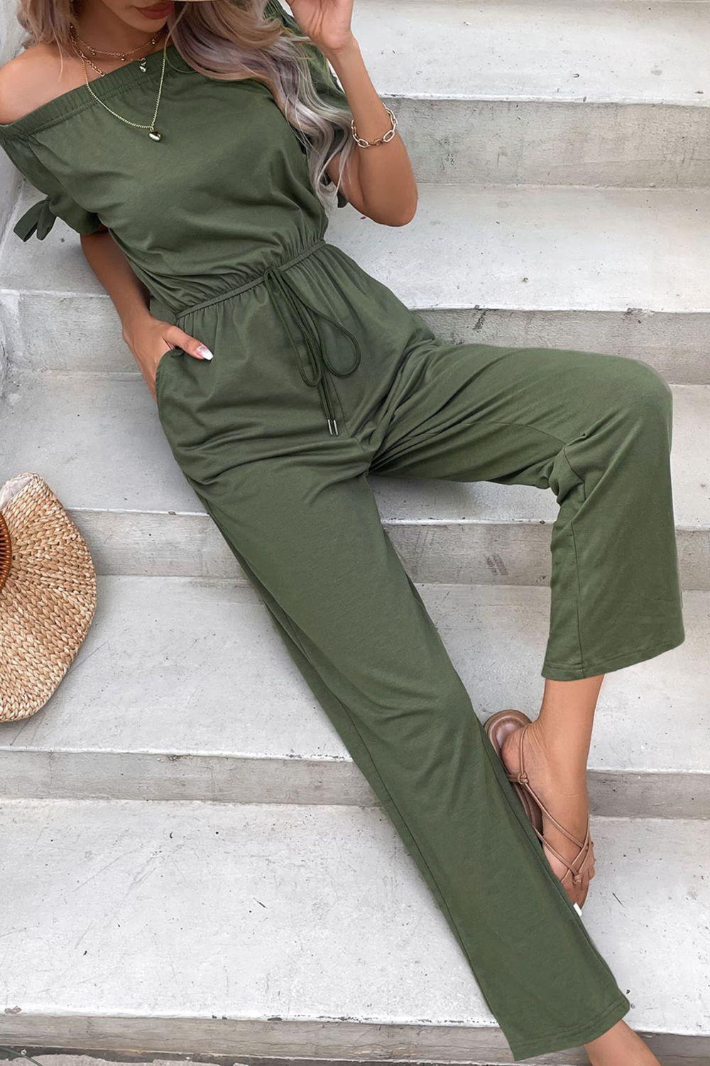 Vacation Mode Straight Leg Off Shoulder Jumpsuit - MXSTUDIO.COM - Stylish Womens Clothing