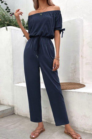 Vacation Mode Straight Leg Off Shoulder Jumpsuit - MXSTUDIO.COM - Stylish Womens Clothing