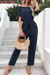 Vacation Mode Straight Leg Off Shoulder Jumpsuit - MXSTUDIO.COM - Stylish Womens Clothing