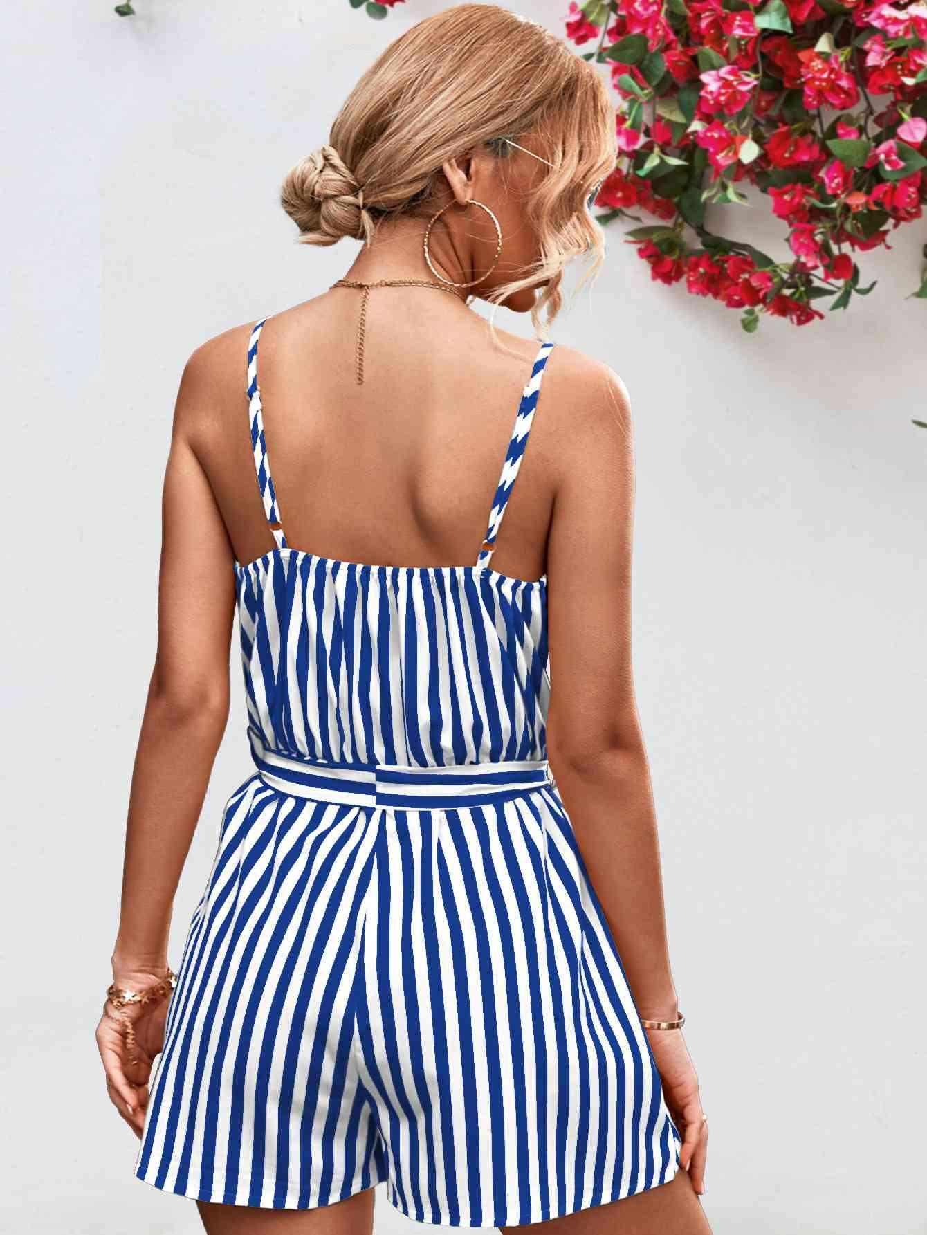 Vacation Staple Sleeveless Striped Romper - MXSTUDIO.COM