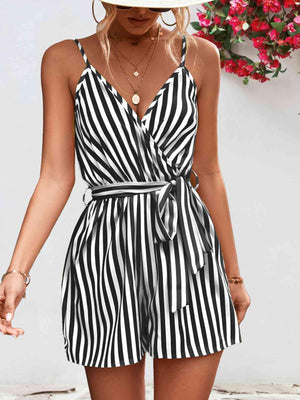 Vacation Staple Sleeveless Striped Romper - MXSTUDIO.COM