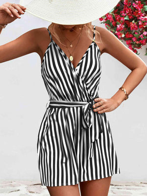 Vacation Staple Sleeveless Striped Romper - MXSTUDIO.COM