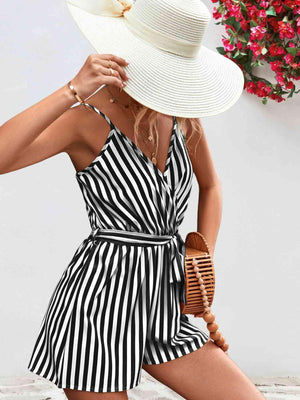 Vacation Staple Sleeveless Striped Romper - MXSTUDIO.COM