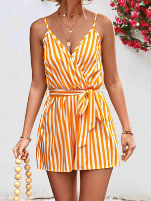 Vacation Staple Sleeveless Striped Romper - MXSTUDIO.COM