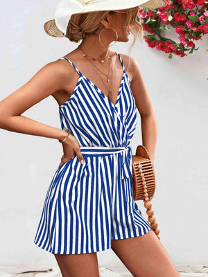 Vacation Staple Sleeveless Striped Romper - MXSTUDIO.COM