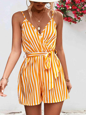 Vacation Staple Sleeveless Striped Romper - MXSTUDIO.COM