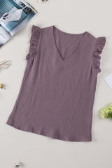 Vacation Staple V Neck Cap Sleeve Blouse - MXSTUDIO.COM