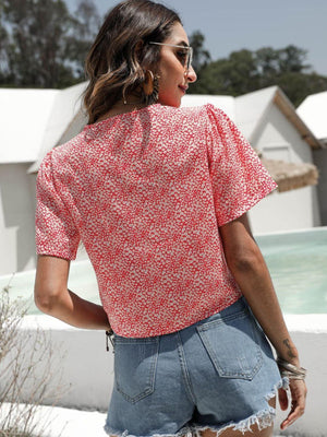 Vacation Sweetie Floral Deep V Crop Top - MXSTUDIO.COM