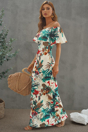 Vacation Trend Floral Off-Shoulder Maxi Dress - MXSTUDIO.COM