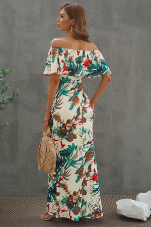 Vacation Trend Floral Off-Shoulder Maxi Dress - MXSTUDIO.COM