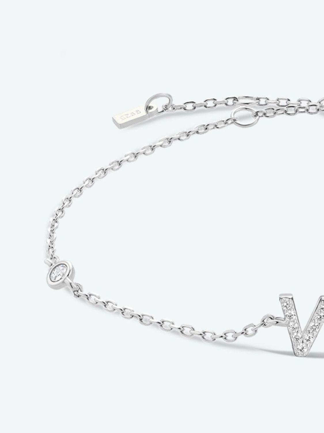 Valuable V To Z Zircon Accent 925 Sterling Silver Bracelet-MXSTUDIO.COM