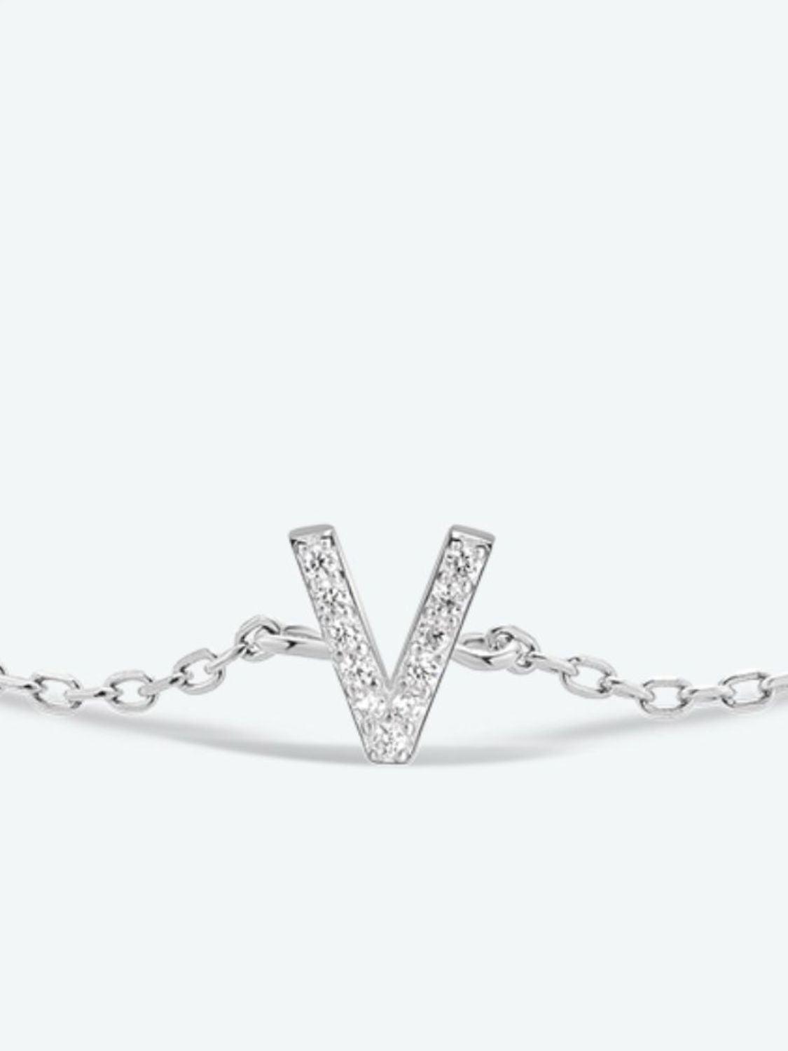 Valuable V To Z Zircon Accent 925 Sterling Silver Bracelet-MXSTUDIO.COM