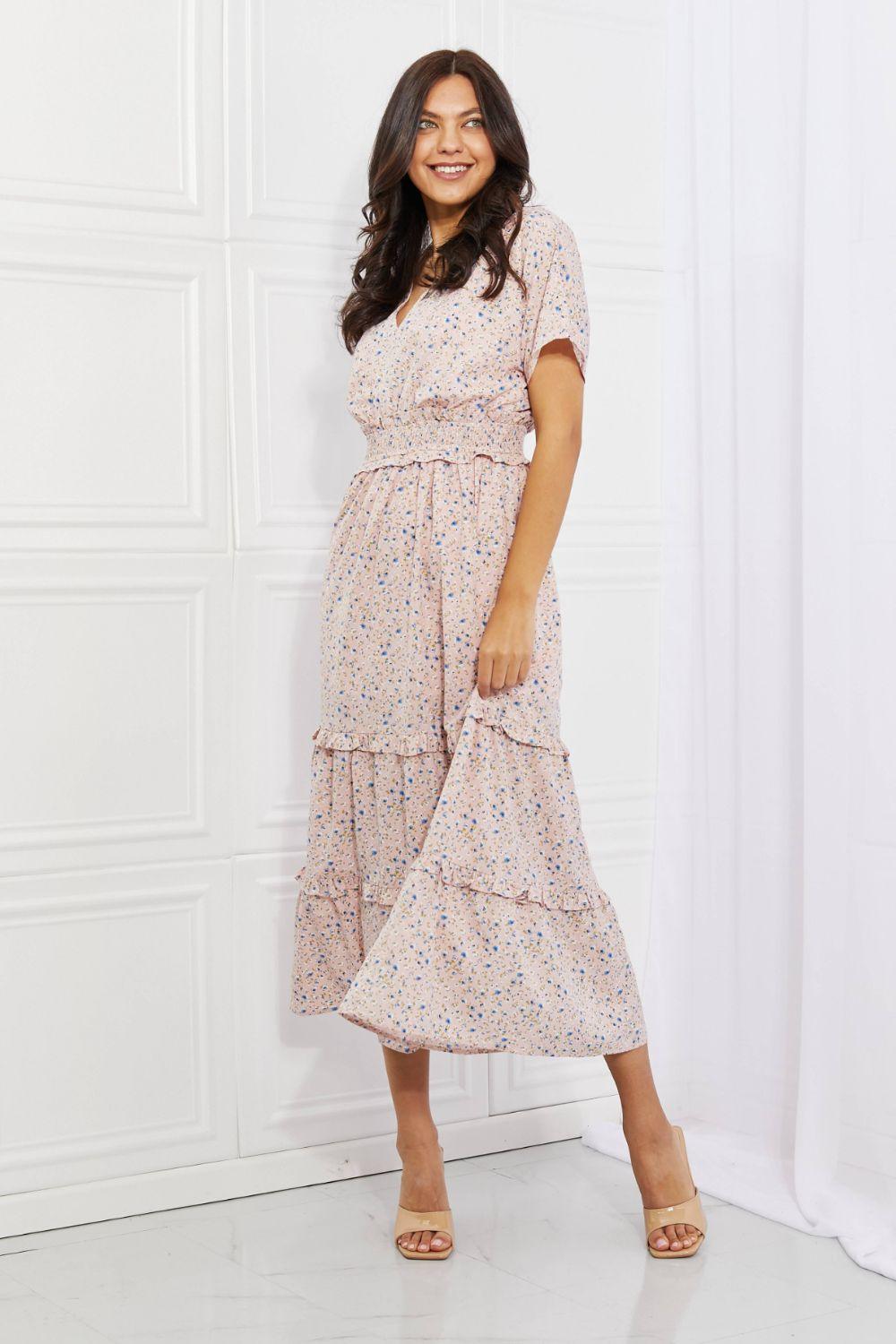 Value Yourself Floral Kimono Sleeve Midi Dress - MXSTUDIO.COM