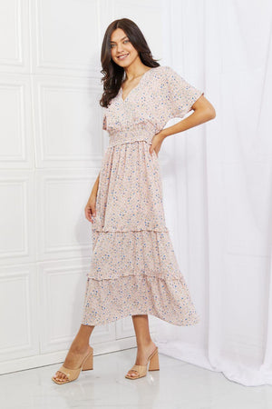 Value Yourself Floral Kimono Sleeve Midi Dress - MXSTUDIO.COM