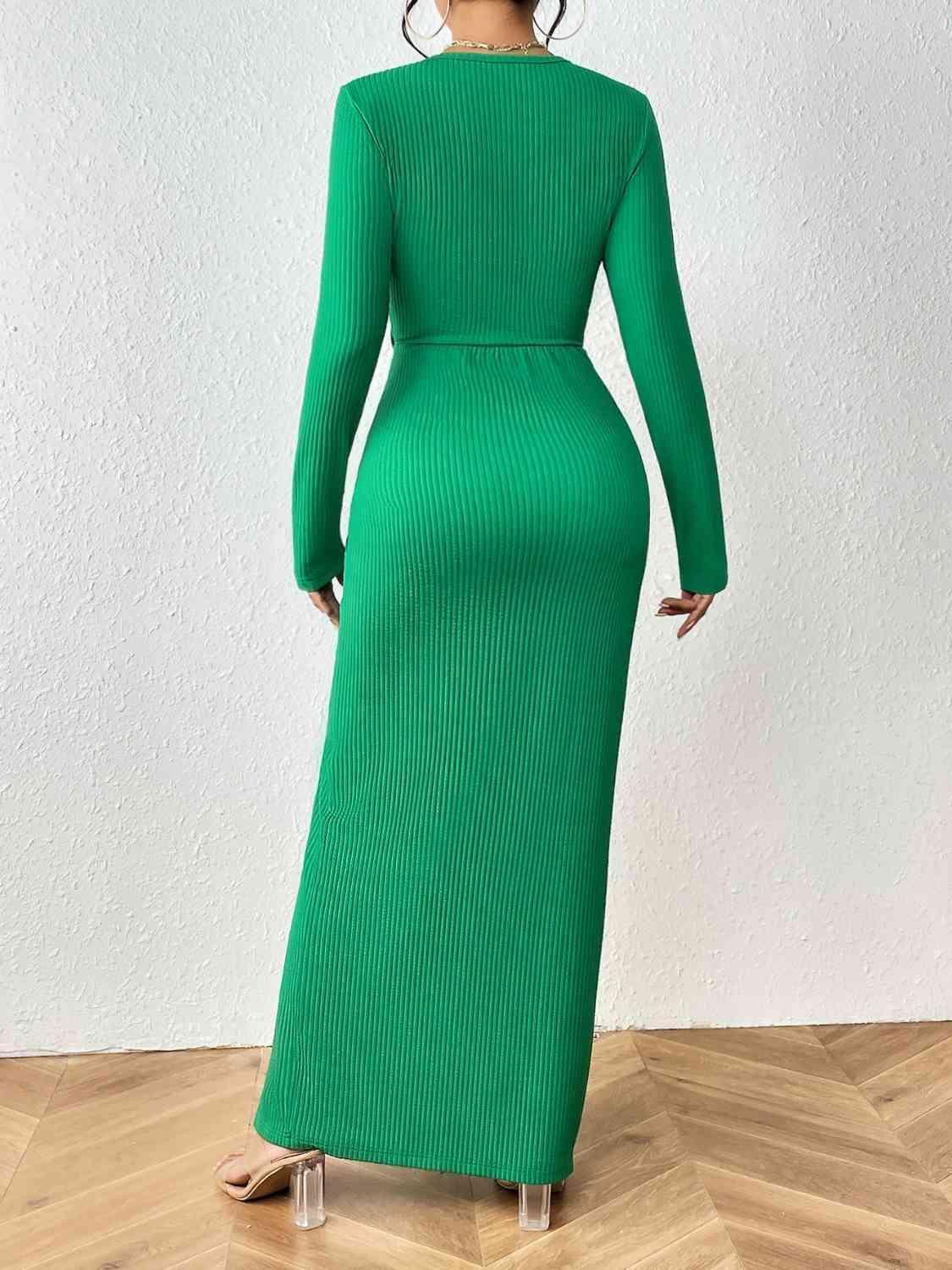 Verdant Twisted Long Sleeve Maxi Skirt Set - MXSTUDIO.COM