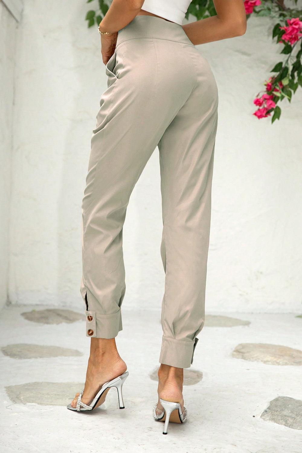 Versatile Chic High Waisted Straight Leg Pants - MXSTUDIO.COM