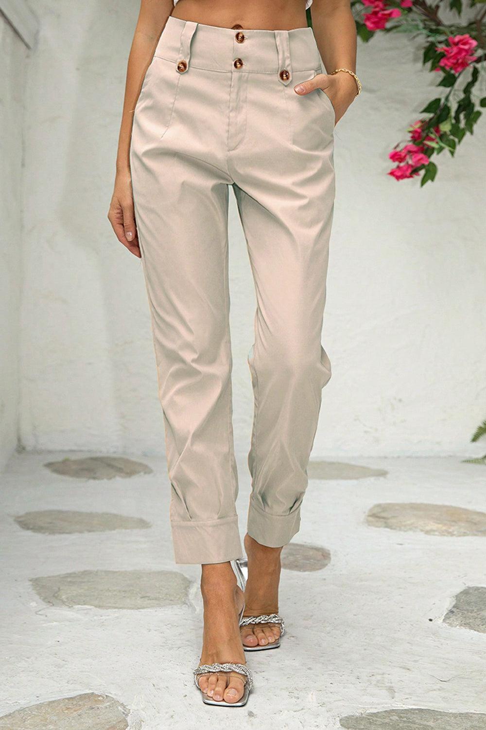 Versatile Chic High Waisted Straight Leg Pants - MXSTUDIO.COM