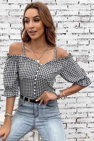 Versatile Chic Sweetheart Neck Cold Shoulder Top - MXSTUDIO.COM