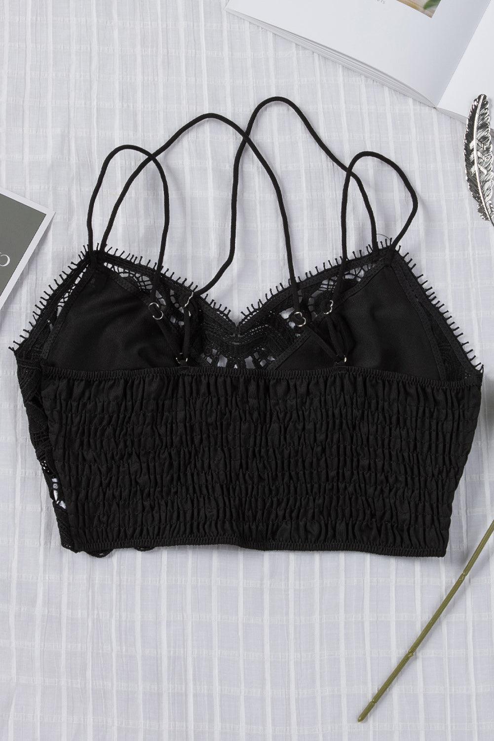 Versatile Lace Detail Bralette With Smocked Back - MXSTUDIO.COM