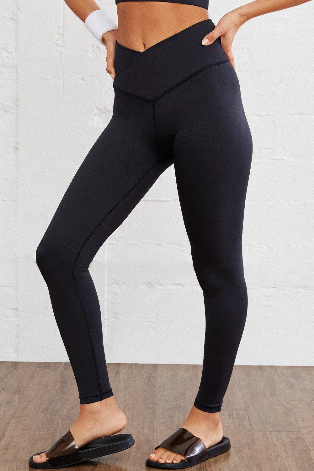 Versatile Slim Fit Black V Waist Leggings - MXSTUDIO.COM