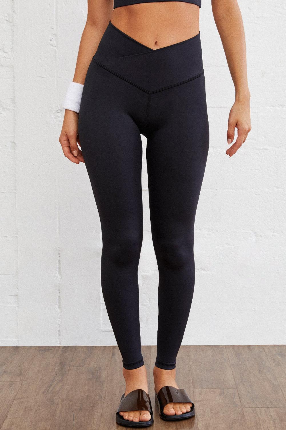 Versatile Slim Fit Black V Waist Leggings - MXSTUDIO.COM