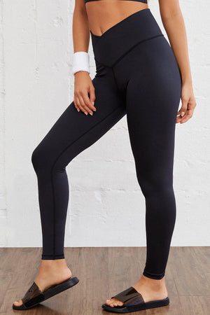 Versatile Slim Fit Black V Waist Leggings - MXSTUDIO.COM