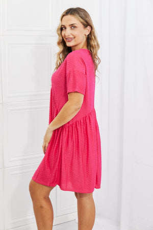 Versatile Swiss Dot Short Sleeve V Neck Mini Dress - MXSTUDIO.COM