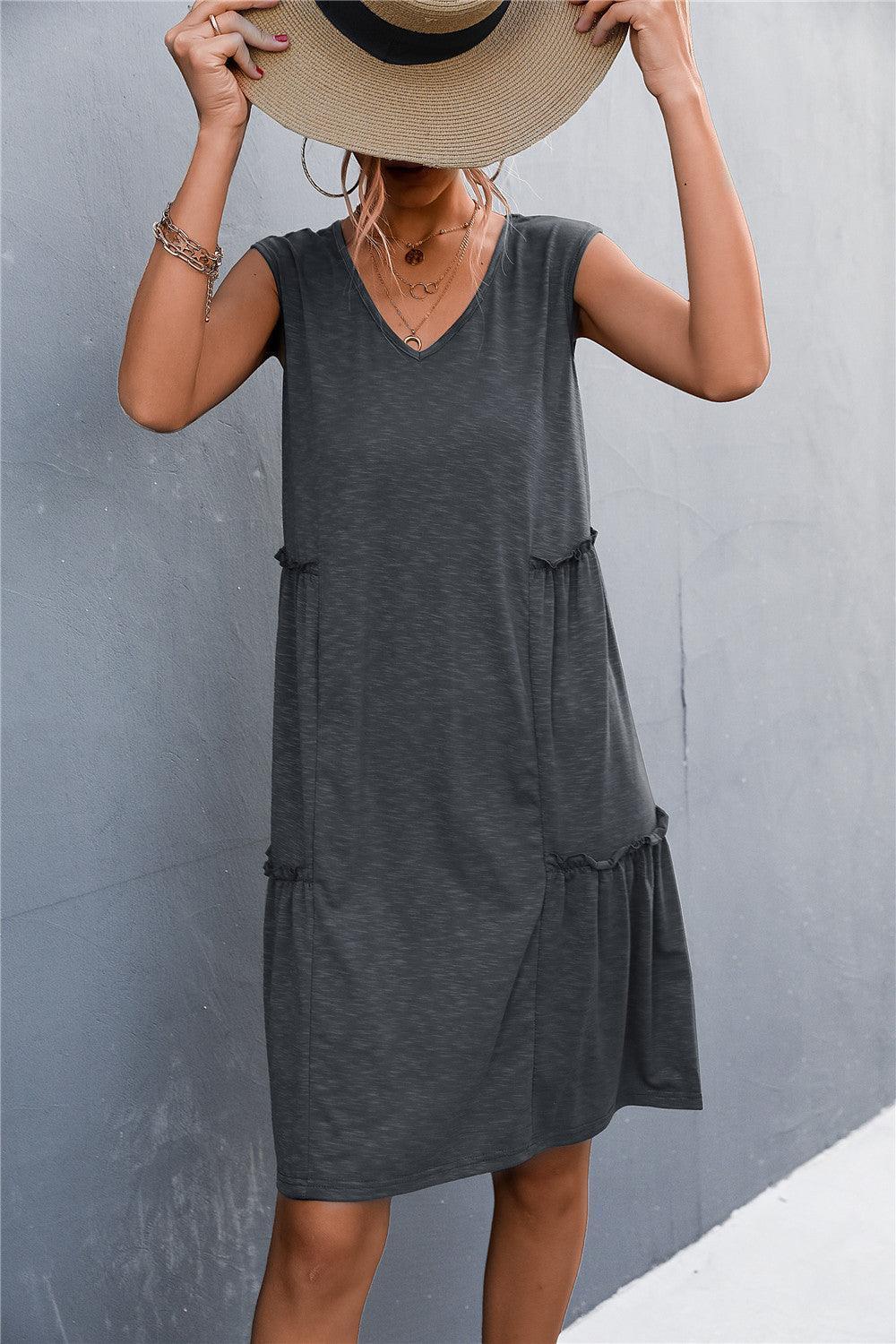 Versatile V-Neck Sleeveless Dress - MXSTUDIO.COM