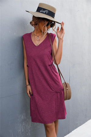 Versatile V-Neck Sleeveless Dress - MXSTUDIO.COM