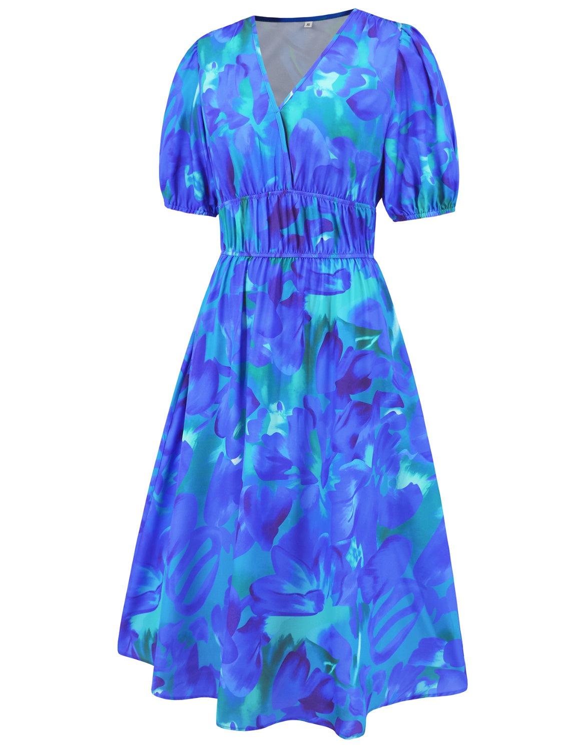 a blue dress with blue flowers on it