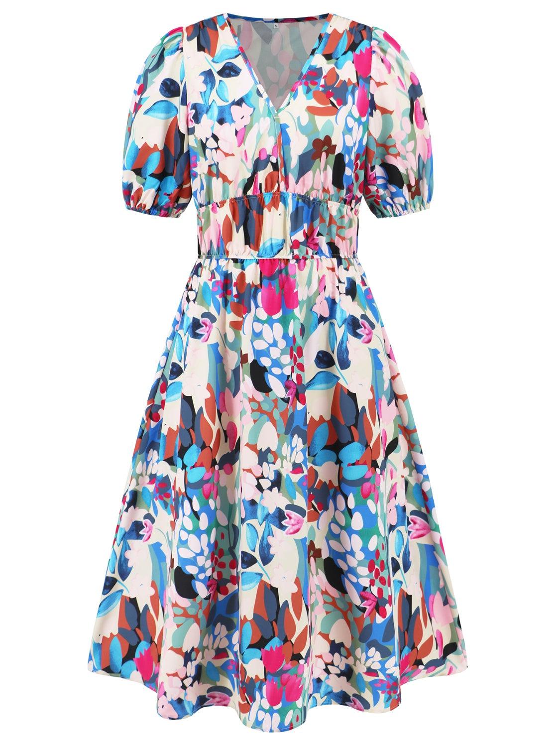 a women's dress with a colorful floral pattern