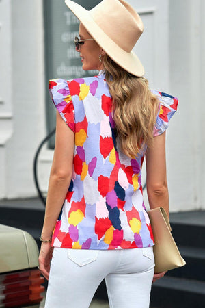 Vibrant Flutter Sleeve Blouse - MXSTUDIO.COM