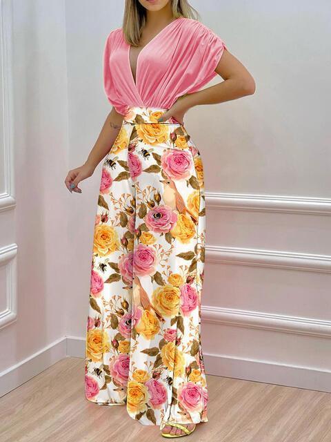 Vibrant High Waist Wide Leg Pants and Top Set - MXSTUDIO.COM