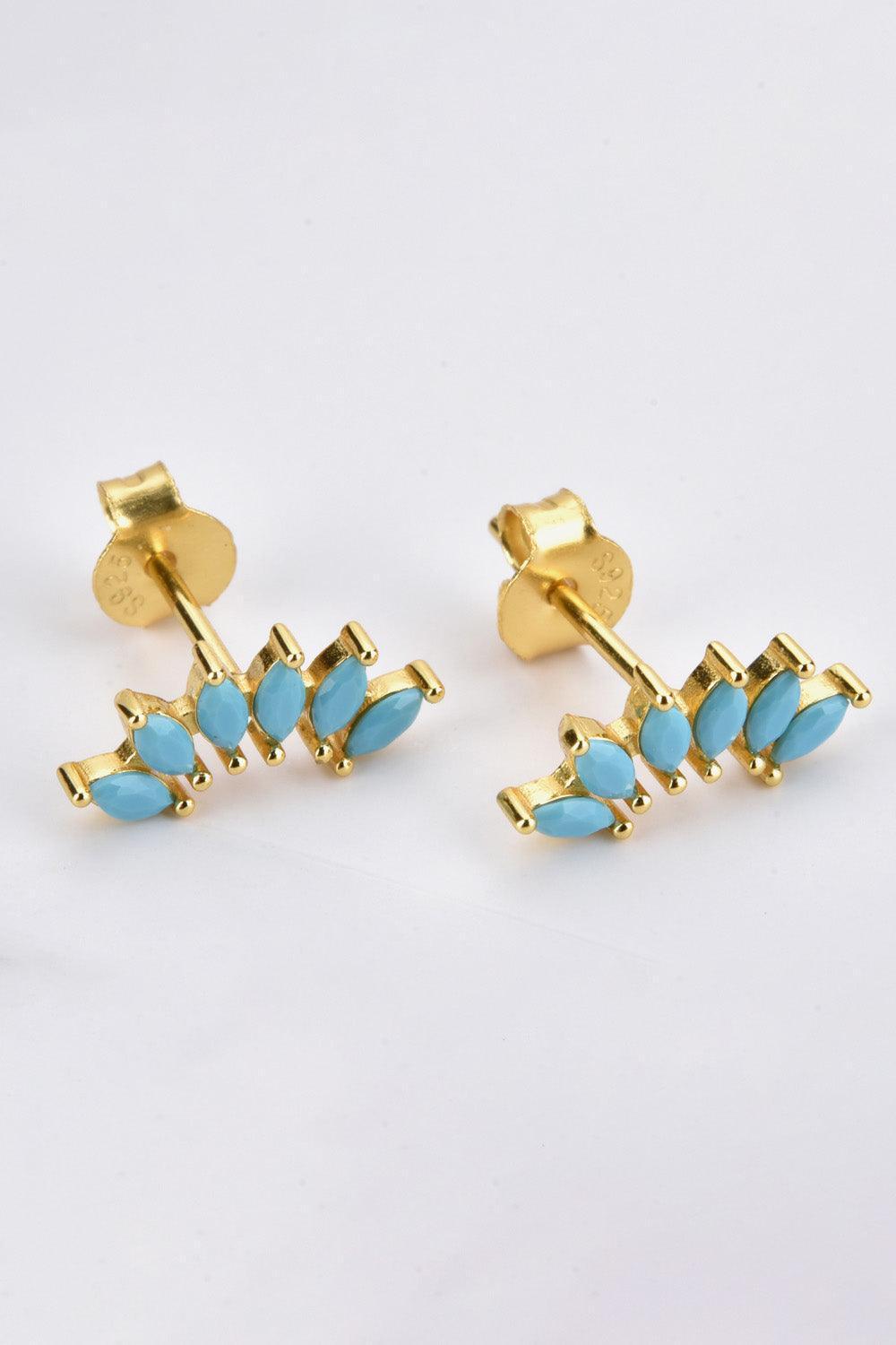 Vibrant Inlaid Zircon Sterling Silver Stud Earrings - MXSTUDIO.COM