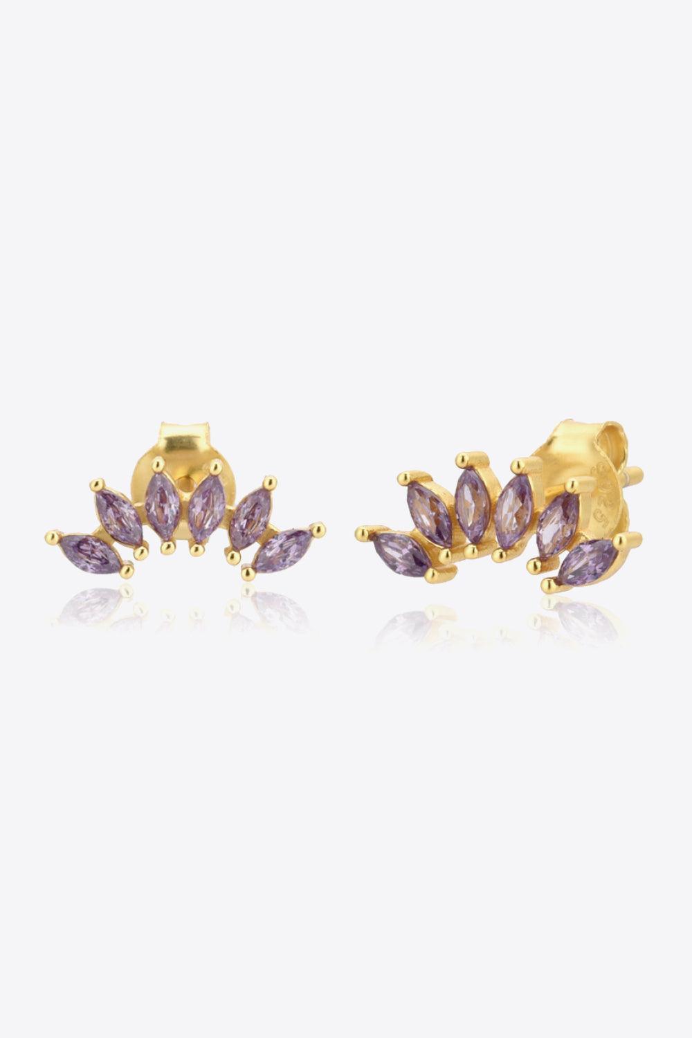 Vibrant Inlaid Zircon Sterling Silver Stud Earrings - MXSTUDIO.COM