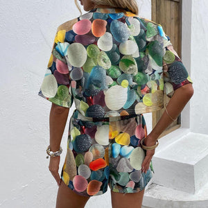 Vibrant Printed Round Neck Shirt and Shorts Set - MXSTUDIO.COM