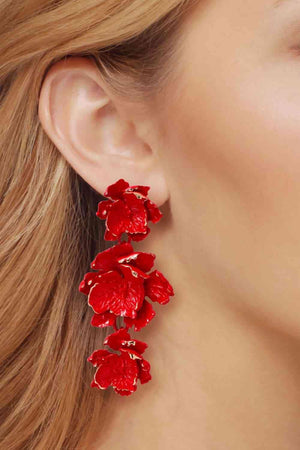 Vibrant Zinc Alloy Flower Dangle Earrings-MXSTUDIO.COM