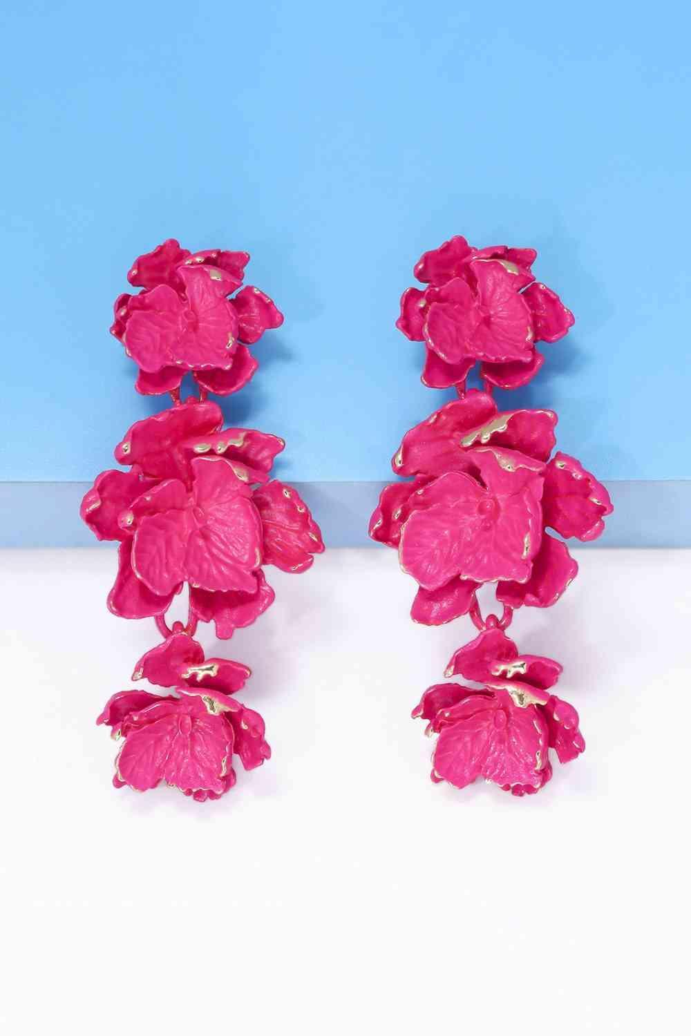 Vibrant Zinc Alloy Flower Dangle Earrings-MXSTUDIO.COM