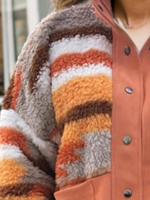 Vibrantly Warm Snap Front Fleece Jacket-MXSTUDIO.COM