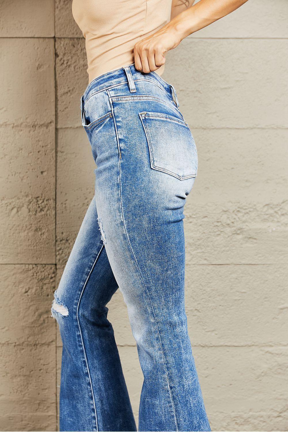 Vintage Flare Mid Rise Distressed Bootcut Jeans - MXSTUDIO.COM