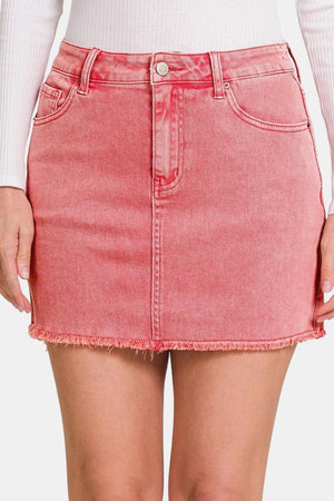 Vintage-Inspired Raw Hem Denim Mini Skirt - MXSTUDIO.COM