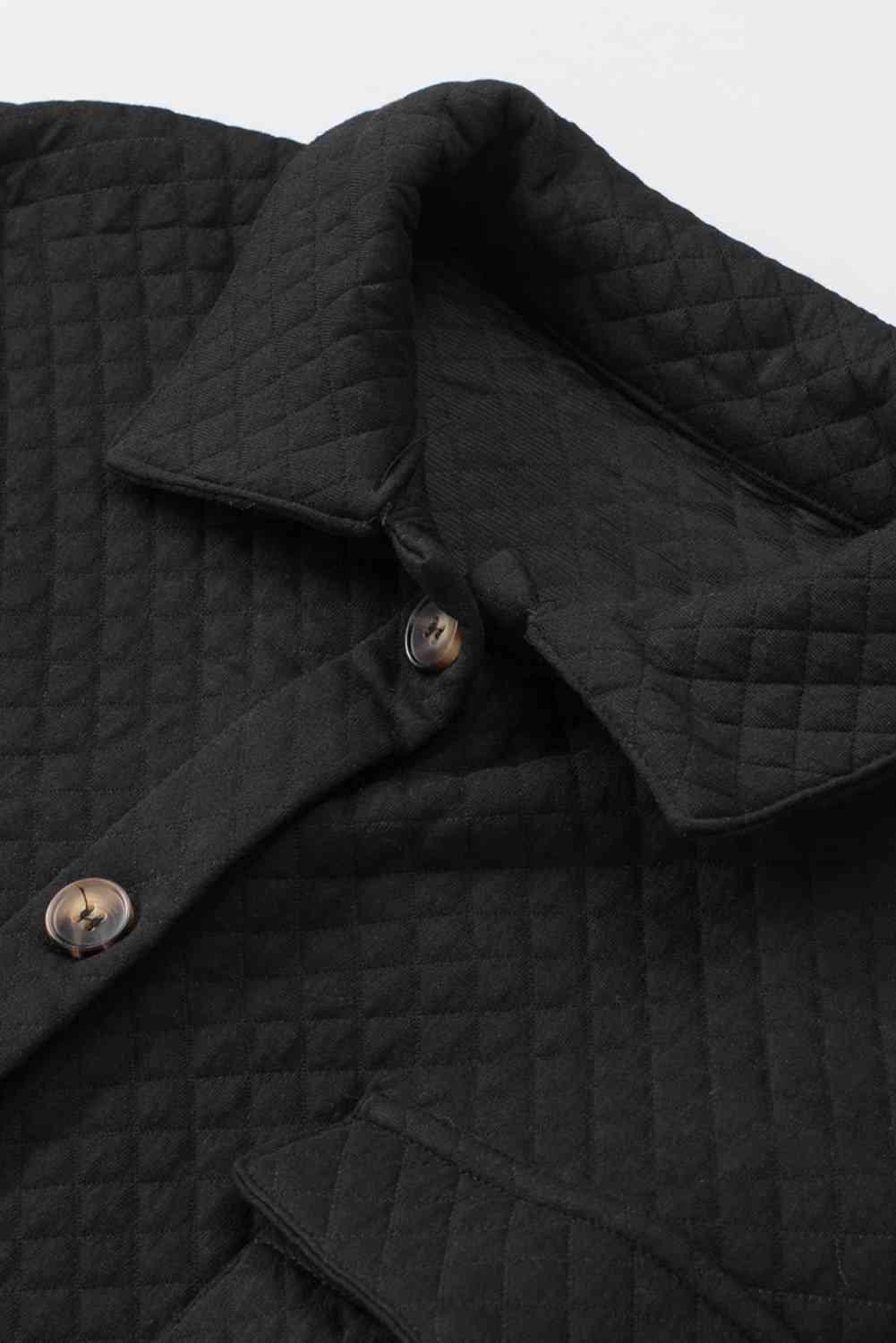 Vintage Look Button Down Quilted Shirt Jacket-MXSTUDIO.COM