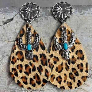 Vintage Turquoise Cactus Dangle Fashion Earrings-MXSTUDIO.COM