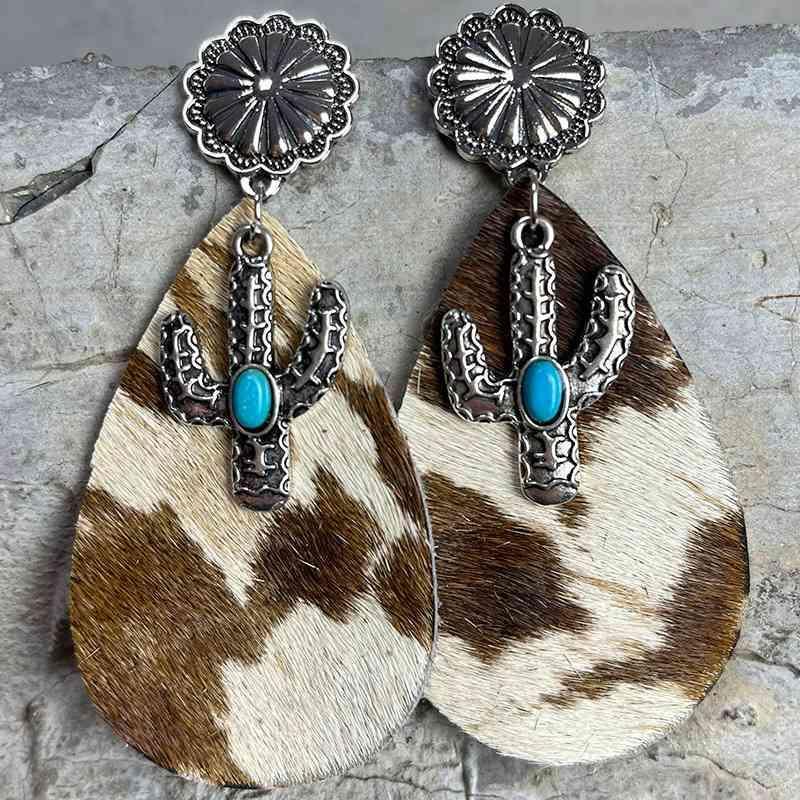 Vintage Turquoise Cactus Dangle Fashion Earrings-MXSTUDIO.COM