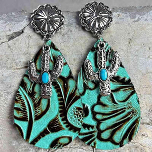 Vintage Turquoise Cactus Dangle Fashion Earrings-MXSTUDIO.COM